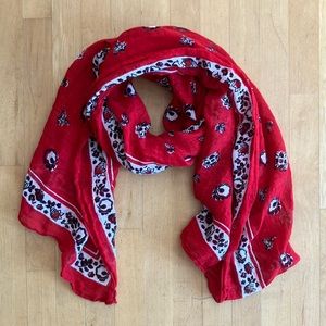 2/$20 GAP cotton linen red scarf 70”